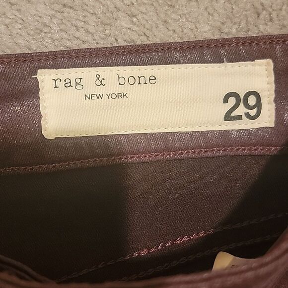 rag & bone Casey High Rise Flare Coated Denim Jeans Maroon Color Sz 29 - Picture 9 of 14